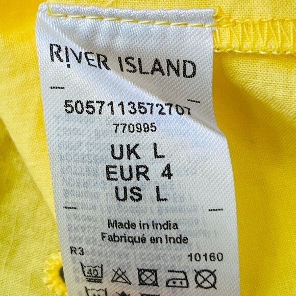 River Island Cutwork Halter Dress Yellow Size L Eyelet Trim  Midi Length - Picture 11 of 16